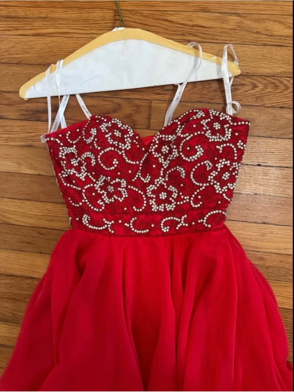 Red Beaded Sweetheart Dress